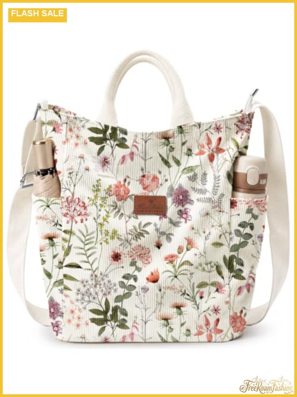 Large Corduroy Crossbody Tote Bag Zipper Shoulder Bag